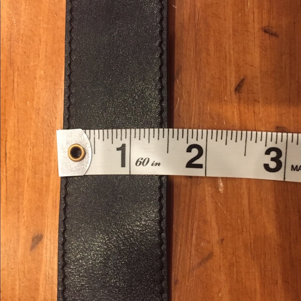 Black wide leather belt silver buckle - Picture 7 of 10